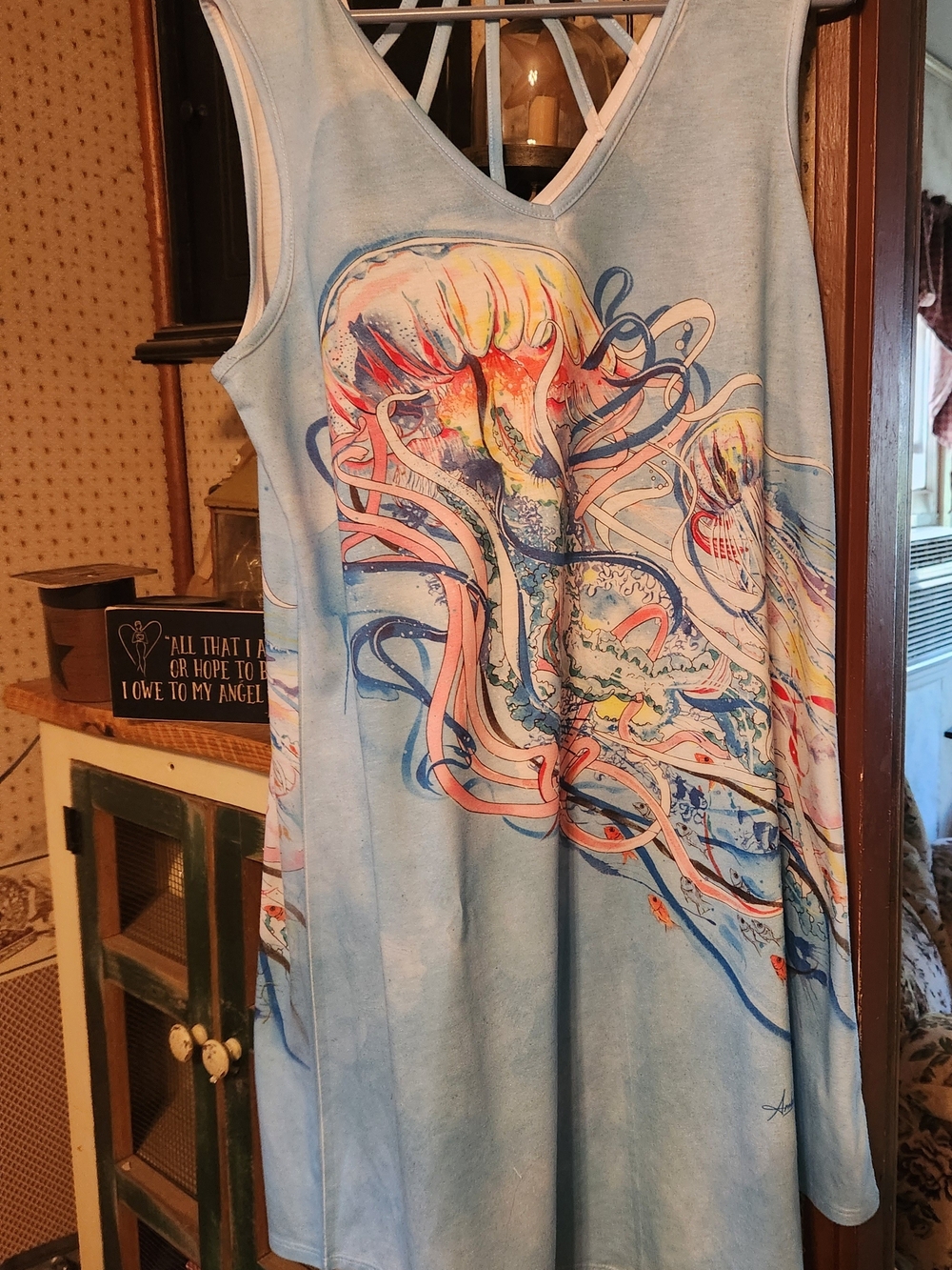 Blue Jellyfish Graphic Tank Dress/Cover Up NWOT